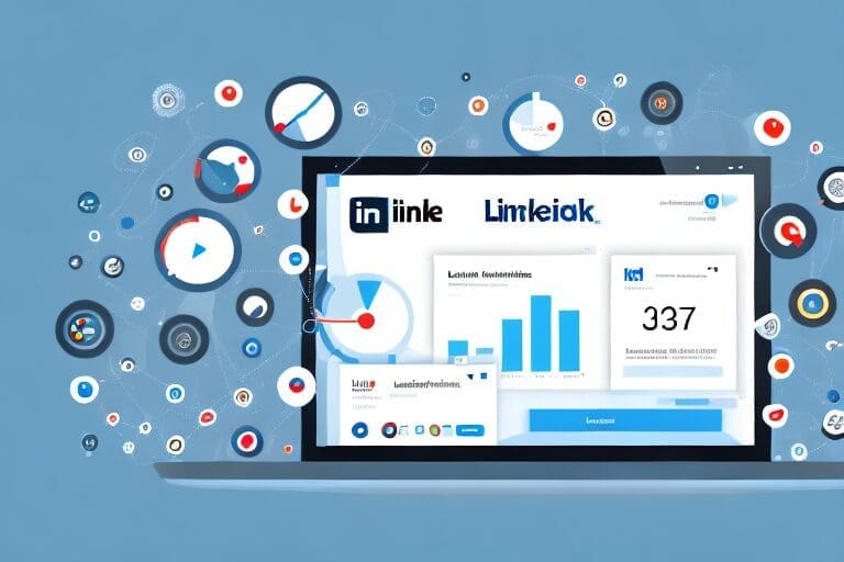 A computer screen showing the linkedin ads dashboard with various analytics