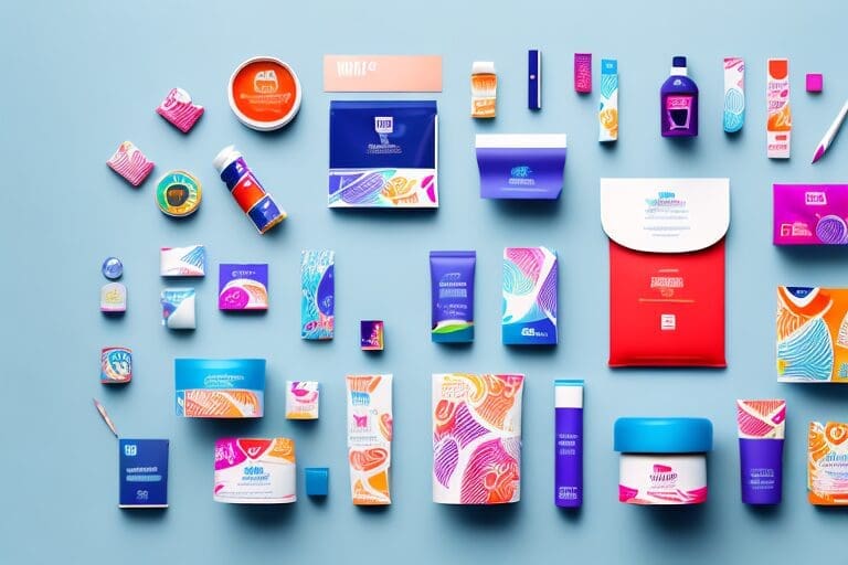 An eye-catching display of various product bundles and cross-selling items arranged creatively